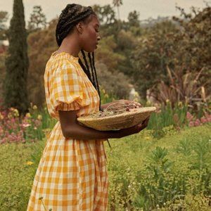 Doen Whisper Dress Goldenrod Yellow Gingham XXS